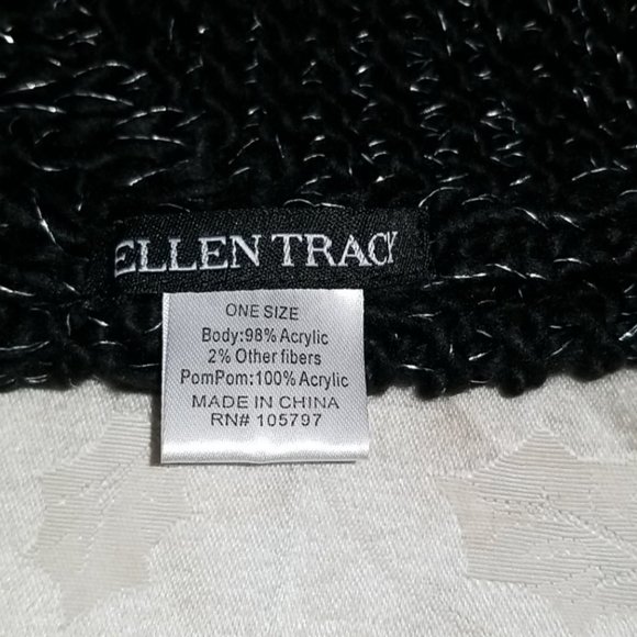 NWOT Ellen Tracy Winter Beanie and Scarf (Black) - Picture 6 of 7